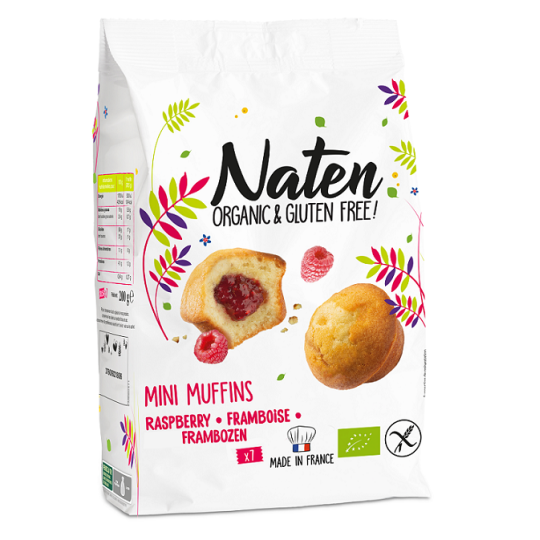 Muffinki mini z malinami bezglutenowe bio 200g - NATEN