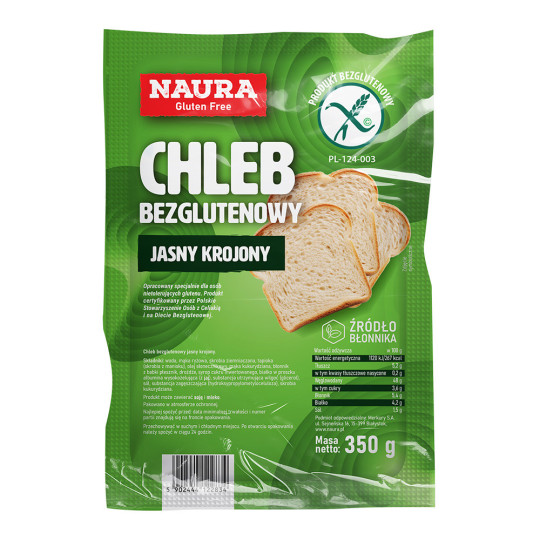 Chleb jasny krojony bezglutenowy 350g - NAURA